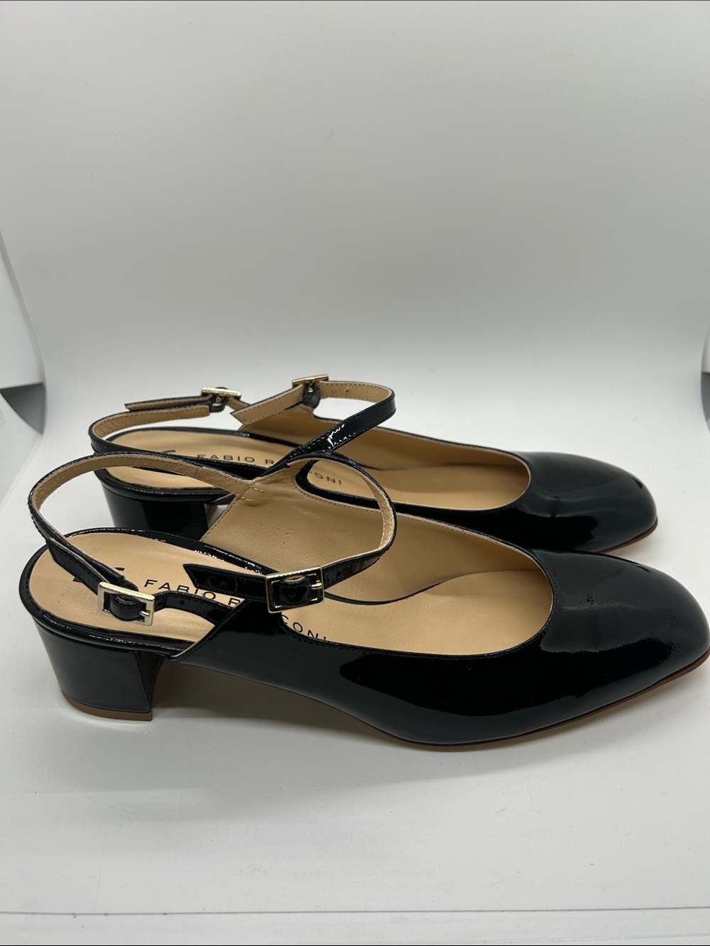 Fabio Rusconi Black Patent Square Toe Slingback Heels Shoes **Size 39/US 9**š„š„ - Picture 4 of 8